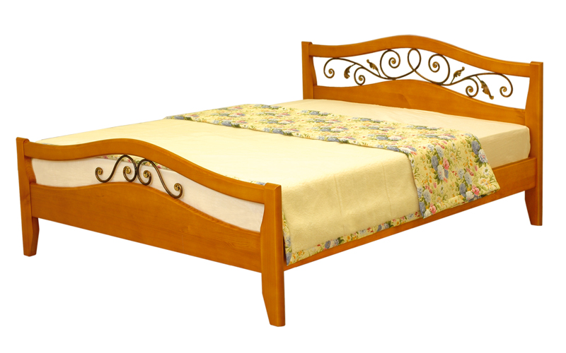 деревянная кровать Алиса с ковкой