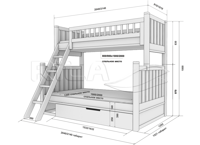 Кровать двухъярусная домик схема